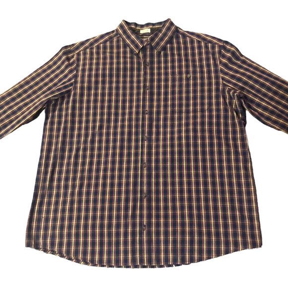 CE Schmidt Workwear Shirt Mens 2XLT Tall Used Navy Brown Tan Plaid - Picture 3 of 14
